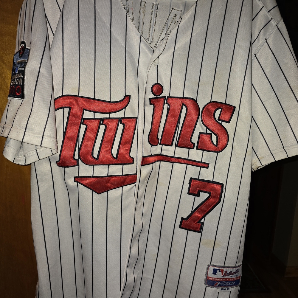 Twins Baseball Jersey with Red Accents